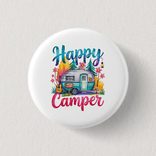 Grappige Gelukkige Kampeerder Kampeer Kleding Aanh Ronde Button 3,2 Cm