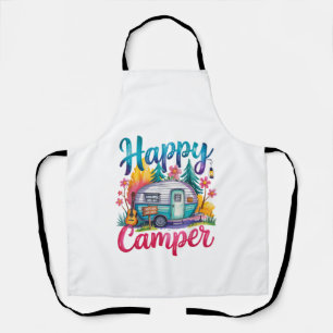 Grappige Gelukkige Kampeerder Kampeer Kleding Aanh Schort
