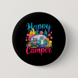 Grappige gelukkige kampeerder kampeer kleding trai ronde button 5,7 cm