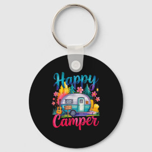 Grappige gelukkige kampeerder kampeer kleding trai sleutelhanger