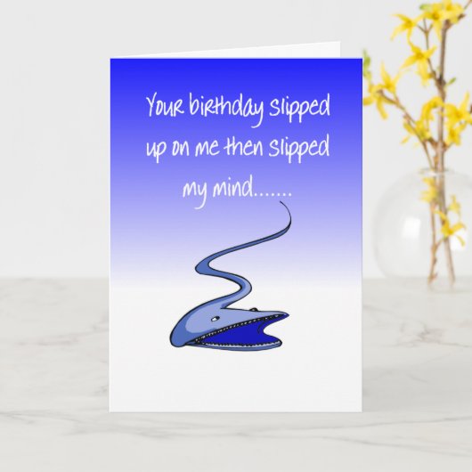 Grappige gelukkige late verjaardagswens kaart (Gele Bloem)