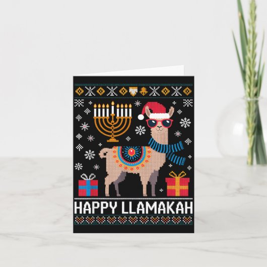 Grappige Gelukkige Llamakah Lama Met Menorah Kaart (Voorkant)