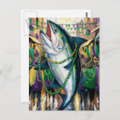 Grappige gelukkige Mardi Gras Fish Briefkaart (Voorkant / Achterkant)