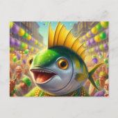 Grappige gelukkige Mardi Gras Fish Briefkaart (Voorkant)