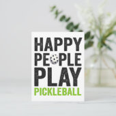 Grappige gelukkige mensen spelen Pickleball Dink S Briefkaart (Staand voorkant)