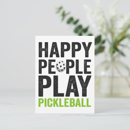 Grappige gelukkige mensen spelen Pickleball Dink S Briefkaart (Staand voorkant)