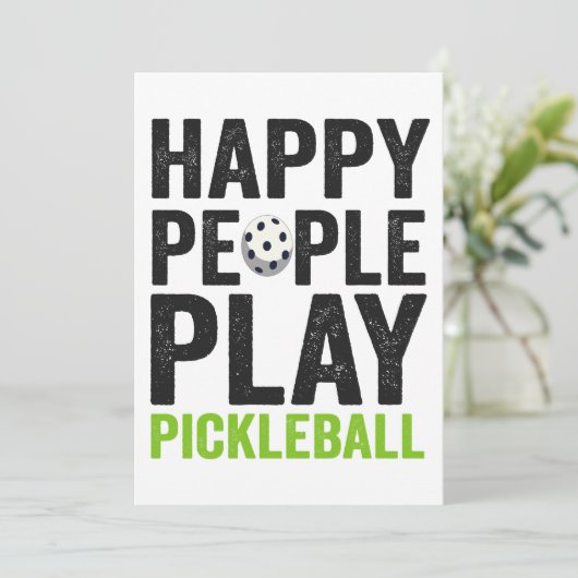 Grappige gelukkige mensen spelen Pickleball Dink S Kaart (Staand voorkant)