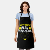 Grappige gelukkige mensen spelen pickleball schort (Gedragen)