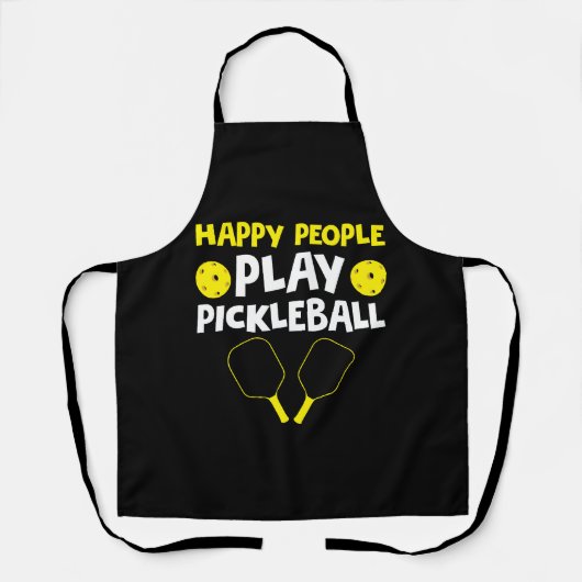 Grappige gelukkige mensen spelen pickleball schort (Voorkant)