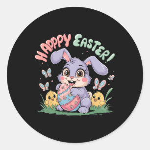 Grappige Gelukkige Paashaas Peuter Kinderen Paasha Ronde Sticker