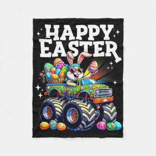 Grappige Gelukkige Pasen Monster Truck Konijn Paas Fleece Deken