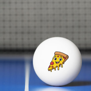 Grappige Gelukkige Pizzaslice met Rekkerige Kaas C Pingpongbal
