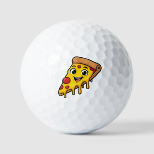 Grappige Gelukkige Pizzaslice met Rekkerige Kaas K Golfballen