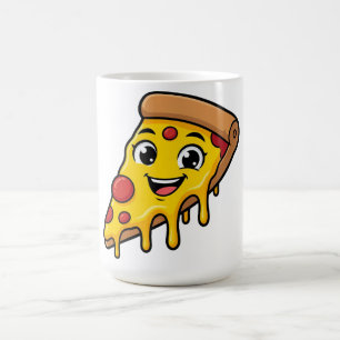 Grappige Gelukkige Pizzaslice met Rekkerige Kaas K Koffiemok