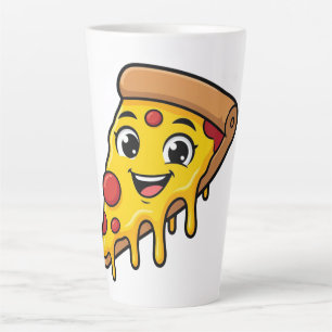 Grappige Gelukkige Pizzaslice met Rekkerige Kaas K Latte Mok
