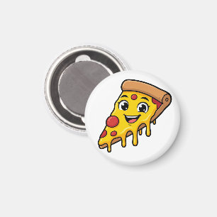 Grappige Gelukkige Pizzaslice met Rekkerige Kaas K Magneet