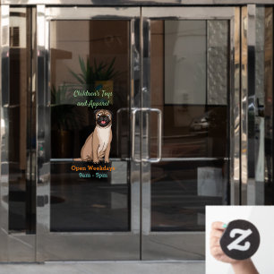 Grappige gelukkige pug hond cartoonillustratie  raamsticker
