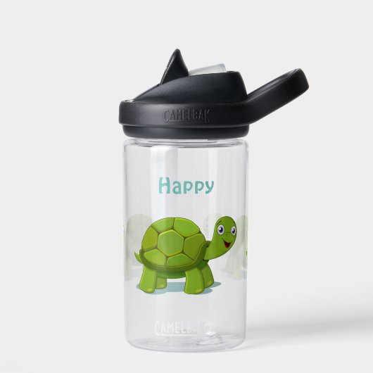Grappige Gelukkige Schildpad Cartoon Waterfles (Links)