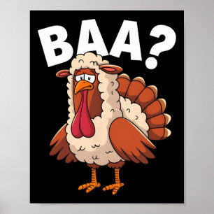 Grappige gelukkige Thanksgiving kalkoen een lam ko Poster