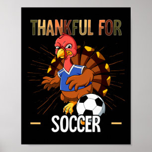 Grappige gelukkige thanksgiving kalkoen voetbal li poster
