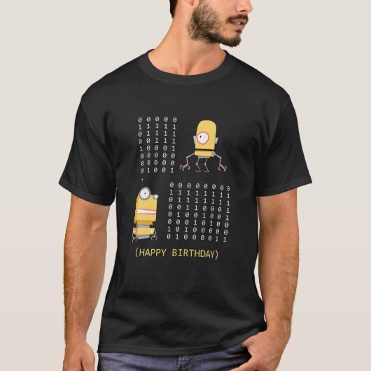 Grappige Gelukkige Verjaardag Binaire Code Program T-shirt (Voorkant)