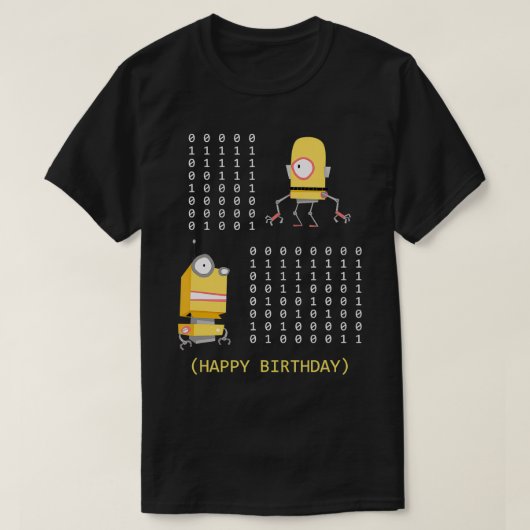 Grappige Gelukkige Verjaardag Binaire Code Program T-shirt (Design voorkant)
