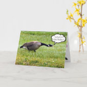 Grappige gelukkige verjaardag gans te laat kaart (Gele Bloem)
