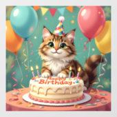 Grappige gelukkige verjaardag kat raamsticker (Vel)