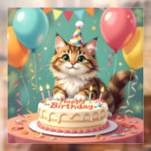 Grappige gelukkige verjaardag kat raamsticker (Vel 2)