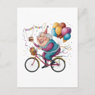 Grappige Gelukkige Verjaardag Oma Cadeau Fietsen O Uitnodiging Briefkaart