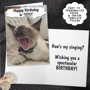 Grappige Gelukkige Verjaardag Siamese Kitten Foto Kaart