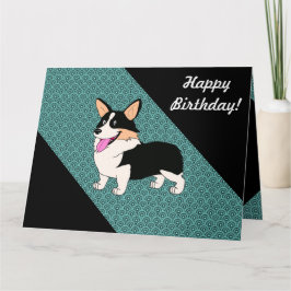 Grappige Gelukkige Verjaardag Tricolor Corgi Kaart