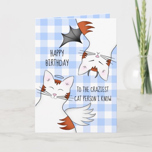 Grappige gelukkige verjaardag voor gekke kattenlie kaart (Voorkant)