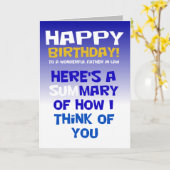 Grappige gelukkige verjaardag wens vader in de wet kaart (Gele Bloem)