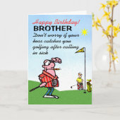 Grappige gelukkige verjaardagswens aan golvende br kaart (Gele Bloem)