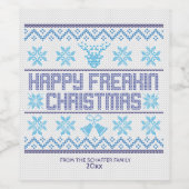 Grappige, Gelukkige Verrekte Kerstmis Wijn Etiket (Enkel label)