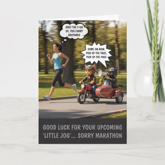 Grappige Geluks Marathonloper Thema Kaart (Voorkant)