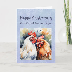 Grappige gelukwensen voor jubileum Cute kippen Kaart