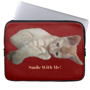Grappige gember katje, foto en tekst aanpassen, laptop sleeve