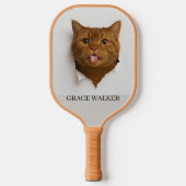 Grappige Gemberkat "Blep" Aangepaste Naam Pickleball Paddle (Voorkant)