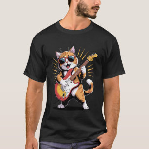 Grappige gemberkat die gitaar speelt Koele kattene T-shirt