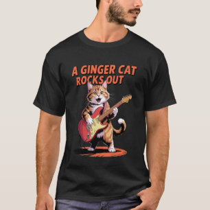Grappige gemberkat die gitaar speelt Koele kattenl T-shirt