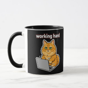 Grappige gemberkat hardwerkende meme mok