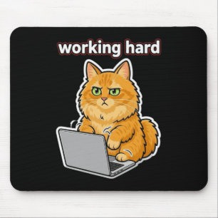 Grappige gemberkat hardwerkende meme muismat