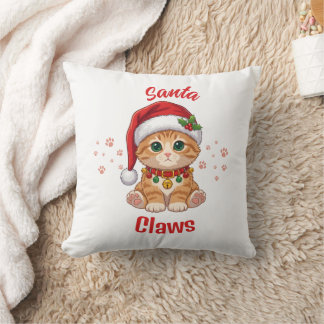Grappige Gemberkat Kerstman Hoed Pun Kussen