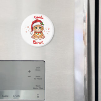 Grappige Gemberkat Kerstman Hoed Pun Magneet