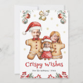 Grappige Gemberkoek Familie Foto Gezichts Fun Kers Feestdagenkaart (Voorkant)