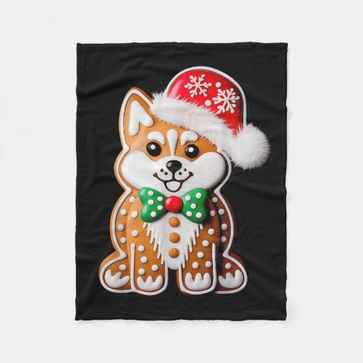 Grappige Gemberkoek Siberische Husky Hond Kerst Vr Fleece Deken (Voorkant)