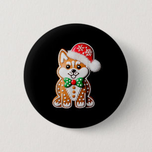 Grappige Gemberkoek Siberische Husky Hond Kerst Vr Ronde Button 5,7 Cm