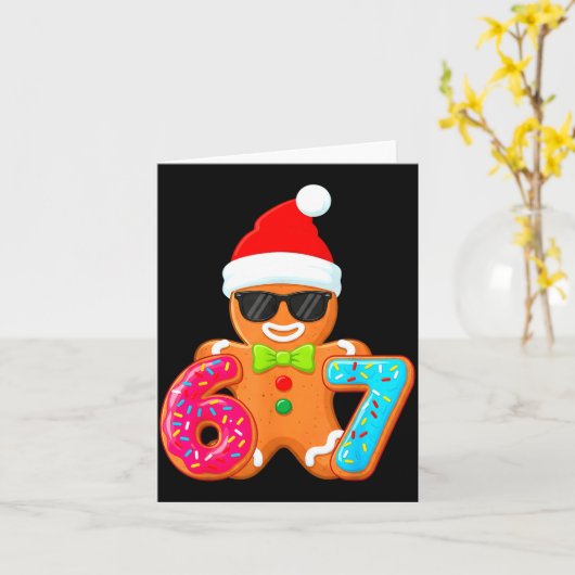 Grappige Gemberkoek Zes Zeven 67 Ijs Drip Kerstmis Kaart (Gele Bloem)